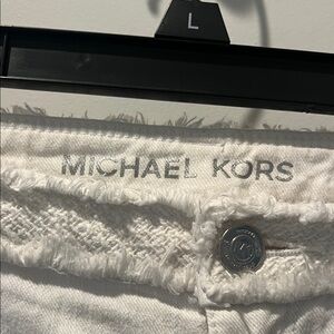 Michael Kors White Straight-Leg Jeans with Branded Button